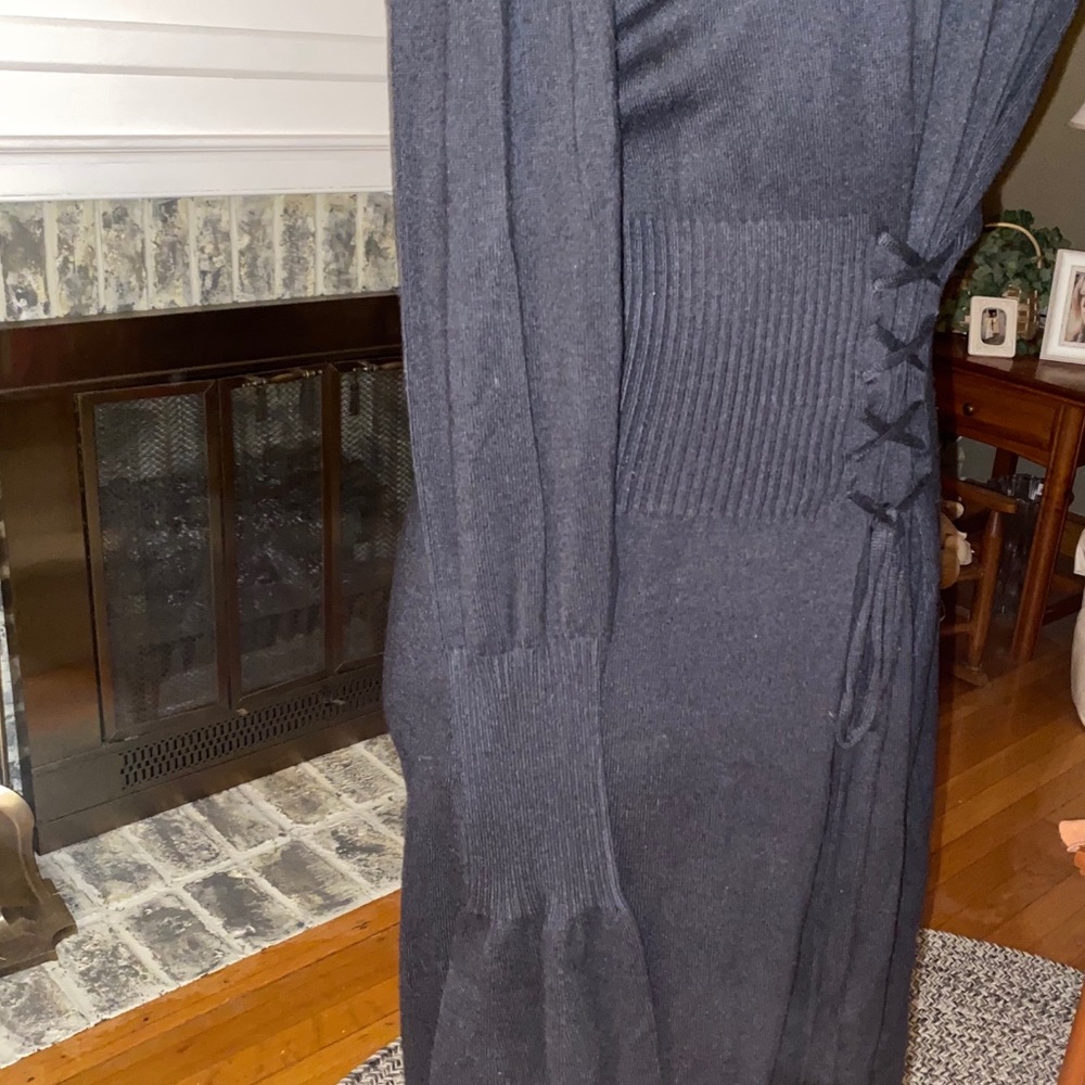 NWT Express “LBD” Lace-Up Fit & Flare Sweater Dress - S - Picture 3 of 7